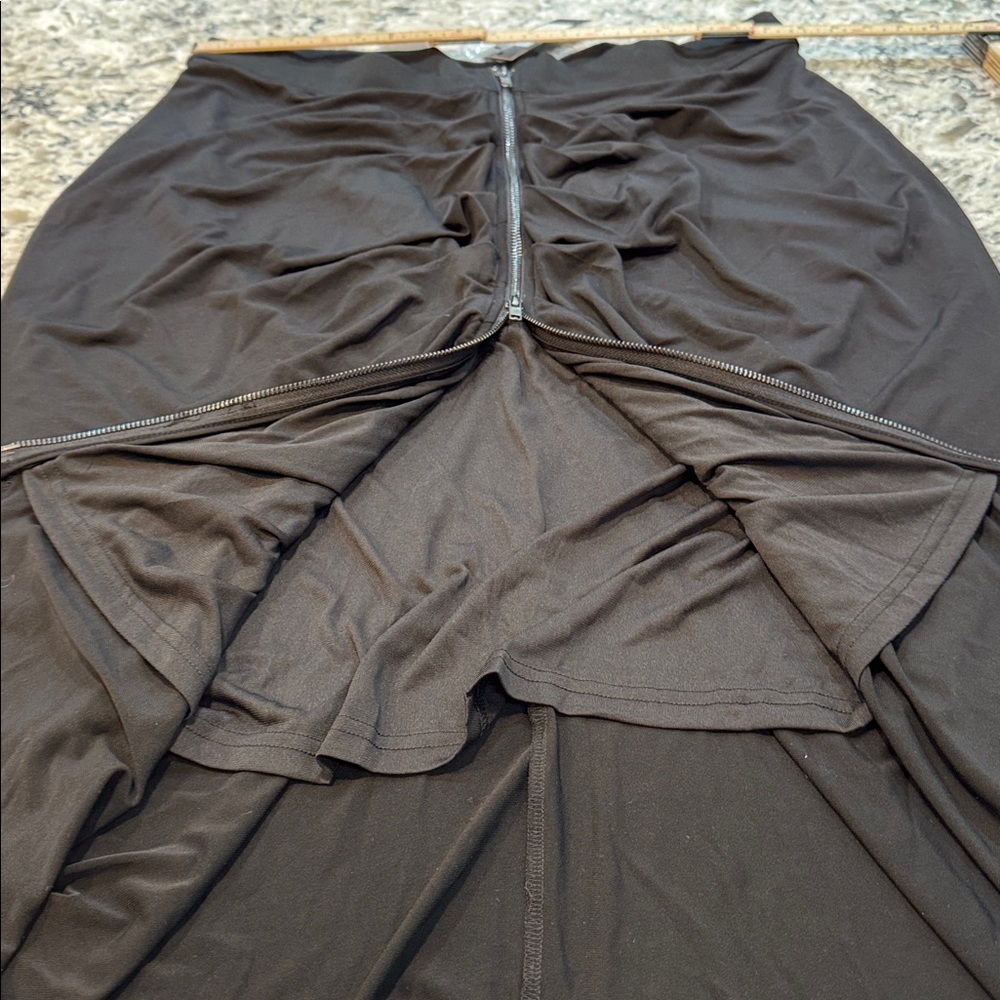 City Chic | Ruched Zip Up Draped Skirt in Black Size M Medium 18 - Picture 7 of 15